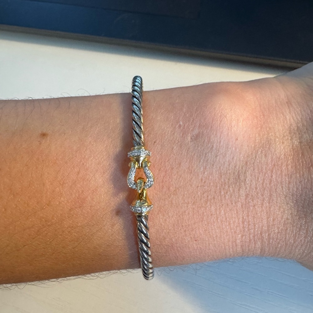 David Yurman buckle bracelet 18k yellow gold and pavé diamonds Small